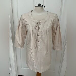 Joe Fresh Beige Lace-Up Blouse